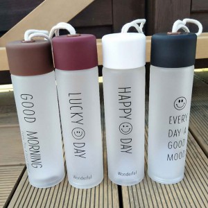 簡約清新玻璃水杯 細長磨砂玻璃杯