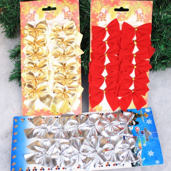 聖誕樹裝飾品 聖誕裝飾蝴蝶結 聖誕蝴蝶結 聖誕禮品 12入裝