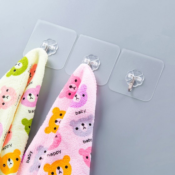 廚房無痕掛鉤 浴室透明壁掛黏貼掛鉤 墻壁門後強力免釘掛勾 6個裝