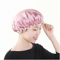 花邊雙層防水浴帽 洗澡必備 廚房必備防油煙帽 浴帽 帽子