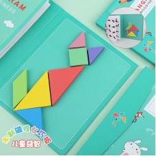 七彩木製磁性拼圖 益智七巧板 開發智力拼圖 彩色拼板