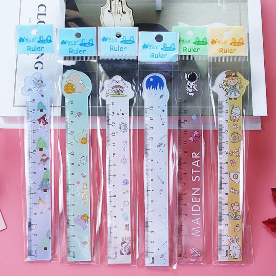可愛卡通15CM直尺 恐龍 太空人 透明尺 學生文具 兒童節禮品  