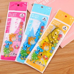  長頸鹿造型4件套尺 文具禮品 三角尺 量角器 直尺 繪圖 學生用品 